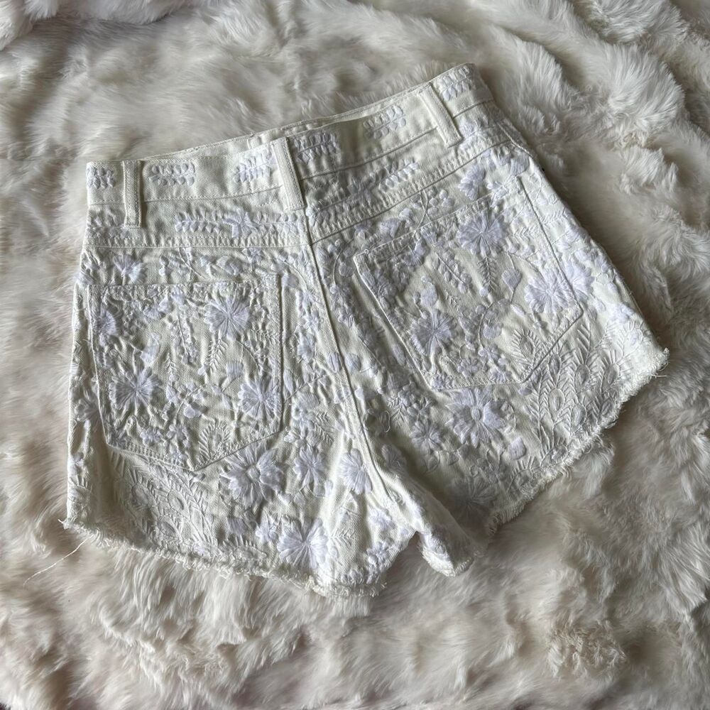 Free-people Women's White Embroidered Shorts
